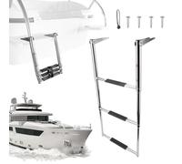Extendable Extension Ladder, 3 Steps Non-Slip Telescopic Folding Ladder for Boats and Yachts for Swimming Pool Deck Boat Men Women Young Boys Girls