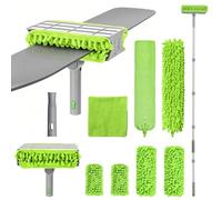 Extendable Fan Duster Set with 72 Inch Handle, Reusable Brush Cloths for Ceiling Fan, Blinds & Baseboards