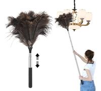 Extendable Feather Duster 43-115cm Ostrich Feather Dusters Extendable Duster for Home Cleaning High Ceilings Doorways Lights Cupboards Car Office