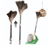 Extendable Feather Duster 62-78cm for Everyday Dusting Real Ostrich Feathers Handy Cleaner for Shelves Corners Lamps and Hard-to-Reach Areas