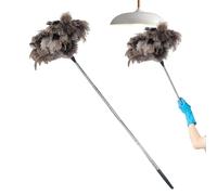 Extendable Feather Duster - Hand Dust Mop with 100 cm Telescopic Rod - Electrostatic Feather Duster with Telescopic Handle for Skirting Boards Ventilation Furniture Appliances Cobweb Fan