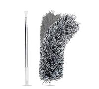 Extendable Feather Duster Long Handle-111 Inch Telescopic Cobweb Dusters(Stainless Steel)，Microfiber Duster with Washable Bendable Head, Hand Duster