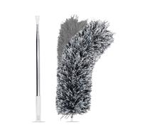 Extendable Feather Duster Long Handle-111 Inch Telescopic Cobweb Dusters(Stainless Steel)，Microfiber Duster with Washable Bendable Head, Hand Duster for Cleaning High Ceiling Fans, Blinds, Cobweb