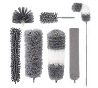 Extendable Feather Duster, Long Handled Telescoping Extension Pole 16 to 84 Inches, Bendable Microfiber Dusters for Cleaning Cobweb, High Ceiling Fan, Lights, Blinds, etc(7pcs Sets)