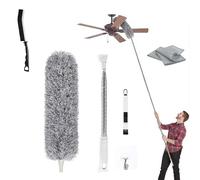 Extendable Feather Duster with 100-inch Telescopic Long Handle Microfiber Duster, Cleaning High Ceilings, Cobwebs, Fans, Cars - Washable and Bendable