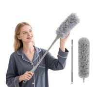 Extendable Feather Duster, with 108" Telescoping Extension, Washable Duster for Cleaning Roof, High Ceiling Fan, Blinds, Cobweb