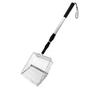 Extendable Fine Mesh Shovel - 42 Inch Length Shaft, Lightweight Frame | Detachable Sifting Poop Chicken Shovel, Ergonomic Poop Shovel for High Walls, Easy Clean Tool for Multi-Cat Househo