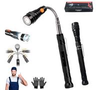 Extendable Flashlight Telescoping Magnetic Pickup Tools, Extendable Magnetic Flashlight Pick Up Tool with LED Torch with 360-degree Telescopic Magnet Stick for Outdoor Camping (2Pcs)