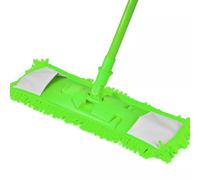 Extendable Floor Mop with 360° Swivel Head - Microfibre Pad for Dusting & Mopping Tile, Wood, Laminate, and Vinyl Floors (Green)