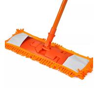 Extendable Floor Mop with 360° Swivel Head - Microfibre Pad for Dusting & Mopping Tile, Wood, Laminate, and Vinyl Floors (Orange)