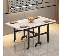 Extendable & Foldable Dining Table with 8 Wheels, Retractable Drop Leaf Design for Kitchen, Dining Room & Restaurant - 100cm Space-Saving Solution