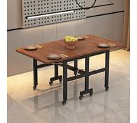 Extendable Foldable Dining Table with 8 Wheels, Retractable Drop Leaf Kitchen Table for Dining Room, Living Room & Restaurant - 100cm Space-Saving Design