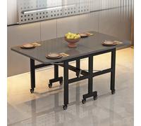 Extendable Foldable Dining Table with 8 Wheels - Retractable Kitchen Drop Leaf Table for Dining Room, Living Room & Restaurant - 100cm Space-Saving Design