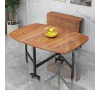 Extendable Folding Dining Table - Rectangular Drop Leaf Space-Saving Design Round Edge Versatile Kitchen Desk for Living and Dining Room Use Adjustable Height