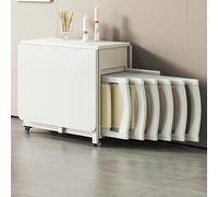 Extendable Folding Dining Table Set - Space-Saving Drop Leaf Design for Home Living Room Restaurant & Mobile Kitchen - Includes 6 Sturdy Chairs for Versatile Use