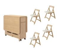 Extendable Folding Dining Table Set with 4 Chairs, Drop Leaf Design for Kitchen Dining Room Living Room