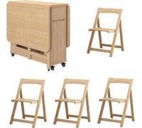 Extendable Folding Dining Table Set with 4 Chairs - Space-Saving Easy Open & Close Design for Kitchen Dining Room Home Restaurant Living Room - Modern Furniture Solution