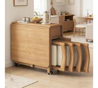 Extendable Folding Dining Table Set with 4 Chairs - Space-Saving Solid Wood Drop Leaf Design for Kitchen Living Room Restaurant - 1.4m