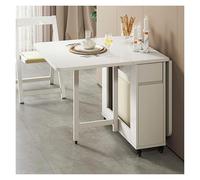 Extendable Folding Dining Table Set with 4 Microfiber Leather Chairs - Space-Saving Design for Small Apartments Ideal for Home Events or Dormitories