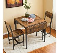Extendable Folding Dining Table Space Saving Drop Leaf Design, Rustic Brown + Black