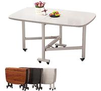 Extendable Folding Dining Table - Space-Saving Wooden Drop Leaf Table on Wheels for Small Spaces Rectangular Design (120x70cm) - Perfect for Dining and Coffee