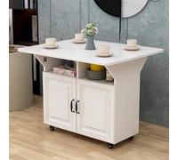 Extendable Folding Dining Table with Wheels - Space-Saving Drop Leaf Kitchen Table Multifunctal 3 Configurats Cact Sto Cabinet 100x80x76CM (31.5x31.5x30IN)