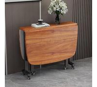 Extendable Folding Dining Table with Wheels - Space-Saving Drop Leaf Wood Kitchen Table for Small Spaces, Adjustable Height and Versatile Use