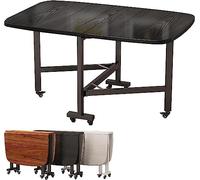 Extendable Folding Dining Table with Wheels - Space-Saving Drop Leaf Wood Table for Small Spaces Rectangular Design (120x70cm) - Ideal for Apartments & Dining Rooms