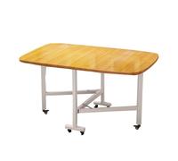 Extendable Folding Drop Leaf Dining Table with Wheels - Space-Saving Portable Kitchen Desk for Small Spaces, Round Edges, Perfect for Apartments & Small Rooms