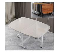 Extendable Folding Drop Leaf Dining Table with Wheels - Space-Saving Wooden Table for Restaurant Living Room Patio & Deck (White 120x70cm) - Versatile & Stylish