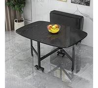 Extendable Folding Drop Leaf Dining Table with Wheels - Space-Saving Wooden Table for Restaurant Living Room Patio & Deck - Multifunctional 120x70cm Design with Chairs