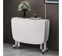 Extendable Folding Kitchen Table with Drop Leaf Design Adjustable Rolling Desk on Wheels - Space-Saving Dining Solution for Small Spaces Round Edge Design