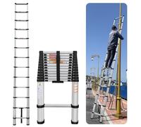 Extendable Folding Ladders For Home,Telescopic Loft Ladder 5M/16.4Ft Aluminum Lightweight Portable Extension Step Attic Ladder Multipurpose,150Kg Cap