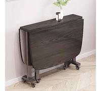 Extendable Folding Wooden Kitchen Table - Rectangular Drop Leaf Dining Table with Wheels, Space-Saving Gateleg Design, Versatile & Stylish for Small Spaces - Round Edge