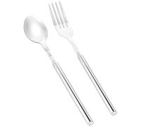 Extendable Fork Spoon, Telescopic Fork and Spoon Set Stainless Steel Long Fork Extender Dinner Retractable Spoons Expandable Extension Fork Spoon Extends to 25.2" Tableware for Fruit