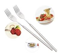 Extendable Fork, Telescopic Fork, Long Fork, Fork with Extendable Handle, Long Handle Fork, Stainless Steel Dinner Fork, Extending for BBQ Tableware Supplies, Extends 25.4 inch (Fork,2pcs)