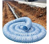 Extendable French Drain, Perforated Ø50/100mm French Drain Pipe, Polyester Fiber & Steel Wire Drain Hose, Corrugated Flexible Underground Drainage Tube for Yard(50mm,20m)