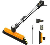 Extendable Ice Scraper With 360 Degree Pivoting Brush Head And 12 Adjustable Length Settings For Cars Trucks Suvs Winter Snow Removal Tool Blue Plastic Ergonomic Grip Handle For Windshield Cleaning