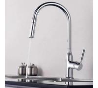 Extendable Kitchen Faucet Swivel Hot & Cold Water Tap with 2 Spray Modes Chrome Finish Pull Down Design for Easy Cleaning Modern Kitchen Sink Fixture