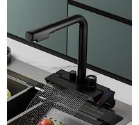 Extendable Kitchen Faucet with Pull Down Sprayer - Multifunctional Digital Brass Mixer Tap, Modern Design for Easy Cleaning & Water Conservation - Ideal for Home & Kitchen Upgrade