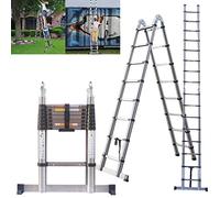 Extendable Ladders Telescopic Loft Ladder 5M Telescoping Ladders Multi Purpose Folding Extension Ladder,Non-slip Multifunction Extending Ladder Telescopic A Frame Ladder,Max 330Lbs & EN131(2.5M+2.5M)