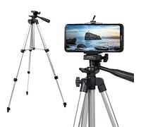 Extendable Lightweight Aluminum Tripod Stand with Phone Clip and Carry Bag for Photography, Video Recording, and Vlogging