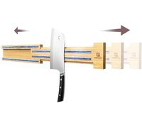 Extendable Magnetic Knife Holder for Wall, 40-80 cm, Wood Magnetic Strips with Extra-Strong Magnet - Knife Rack for Knives, Utensils and Tools, Housewarming, Party, Gift Box