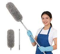Extendable Microfiber Feather Duster, Bendable Duster with 110 inch Telescopic Pole, Dusters Cleaner Brush for Cleaning High Ceiling Fans, Car, Blinds, Cobweb