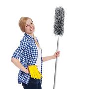 Extendable Microfiber with Extra Long 100 inches Telescopic Pole, Feather Duster with Bendable Head, Hand Duster for Cleaning High Ceiling Fans, Blinds, Cobweb, Cars