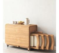 Extendable Mid Century Modern Dining Table Set Waterproof Wood Top Space-Saving Design for 6-8 People Easy Assembly Stylish Dining Room Furniture (Natural Finish)