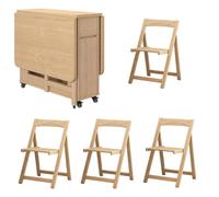 Extendable Mobile Drop Leaf Dining Table Set with 4/6 Chairs & Storage Shelf, Space-Saving for Kitchen & Dining Room, Grey Finish, Perfect for Small Spaces