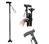 Extendable or Folding Cane, Adjustable Canes and Walking Sticks for Men and Women, Walking Cane Stick for Elderly with Cushion T Handle and Pivoting Quad Base (Folding Extendable)