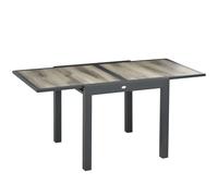 Extendable Outdoor Dining Table Beige 160cm Aluminium Wood-Effect Top 6-Seaters