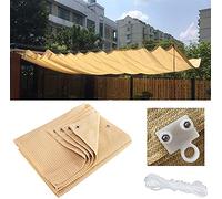 Extendable Patio Pergola Shade Cover - Retractable Awning UV Resistant 85% Breathable Quick Dry Waterproof HDPE Shade Sail Rectangle Beige - Enhance Outdoor Comfort and Style